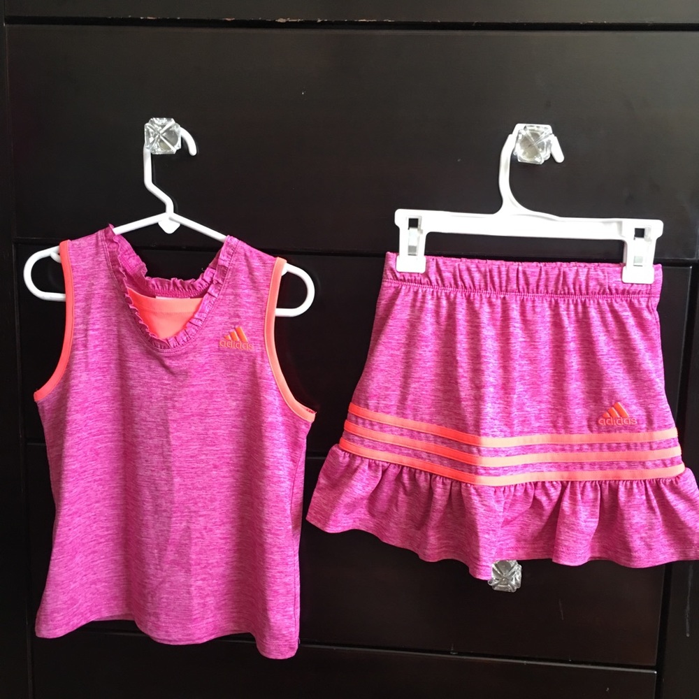 Girl’s Adidas Pink/Orange Sport Skirt&Top Set Sz6x